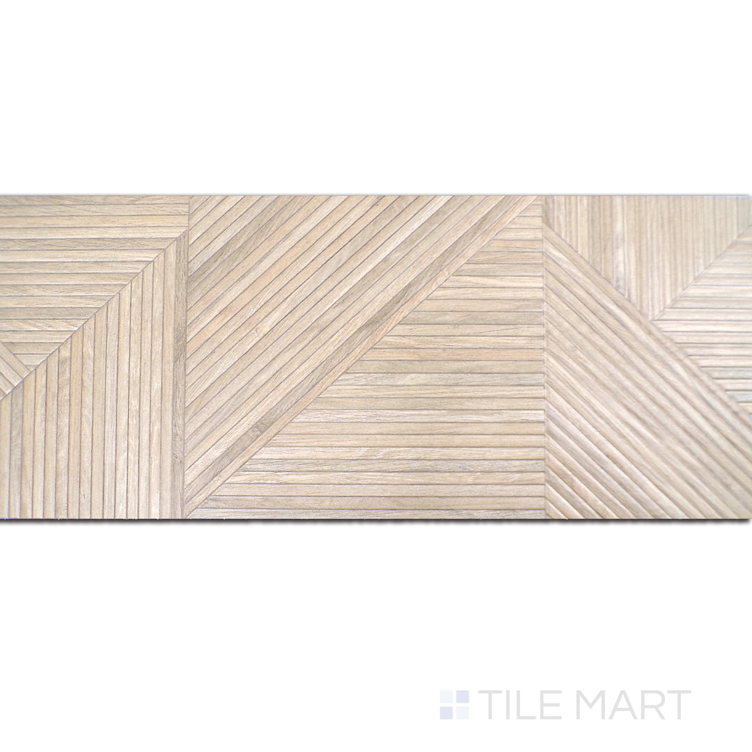 Overhead shot of Tangram Camel 12.2x39.37 matte ceramic tile, offering a warm, sandy hue with a sophisticated geometric appeal.