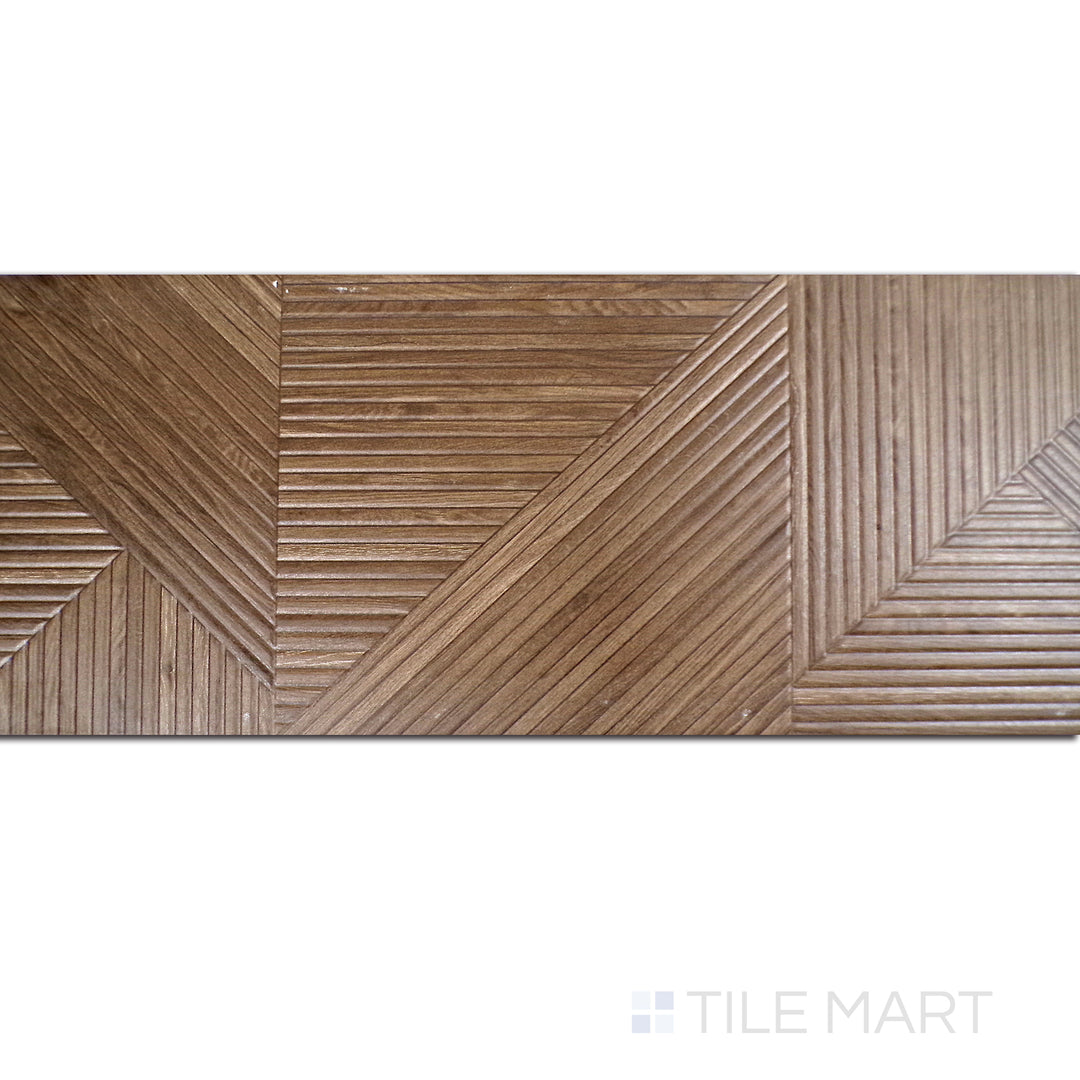 Aerial perspective of Tangram Coffee 12.2x39.37 matte ceramic tile, a deep brown shade with a refined, modern aesthetic.
