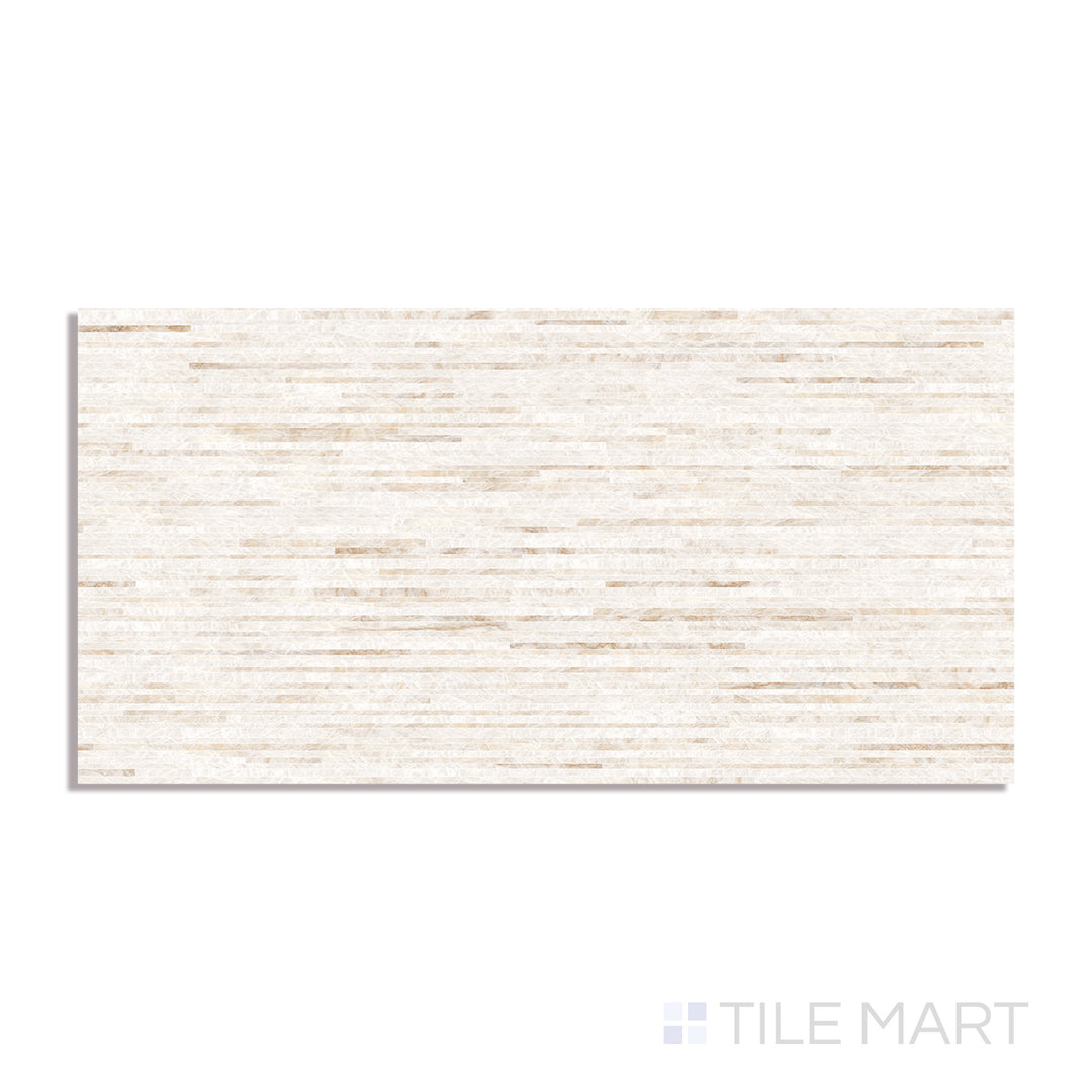 Overhead shot of Tele Di Marmo Reloaded Quarzo 24X48 polished porcelain tile, a sophisticated quartz-like tile with rich shading and depth.