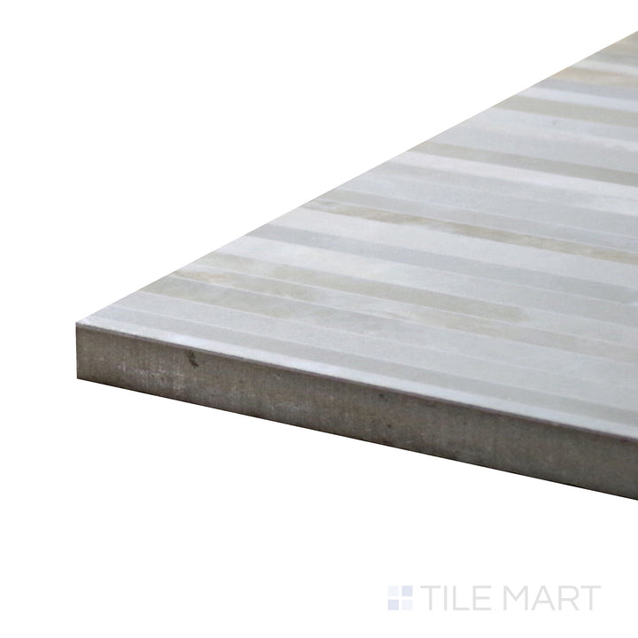 Angled view of Tele Di Marmo Reloaded Onice Klmt 24X48 Polished Porcelain Tile, highlighting its luxurious onyx-inspired tones with a sleek polished surface.