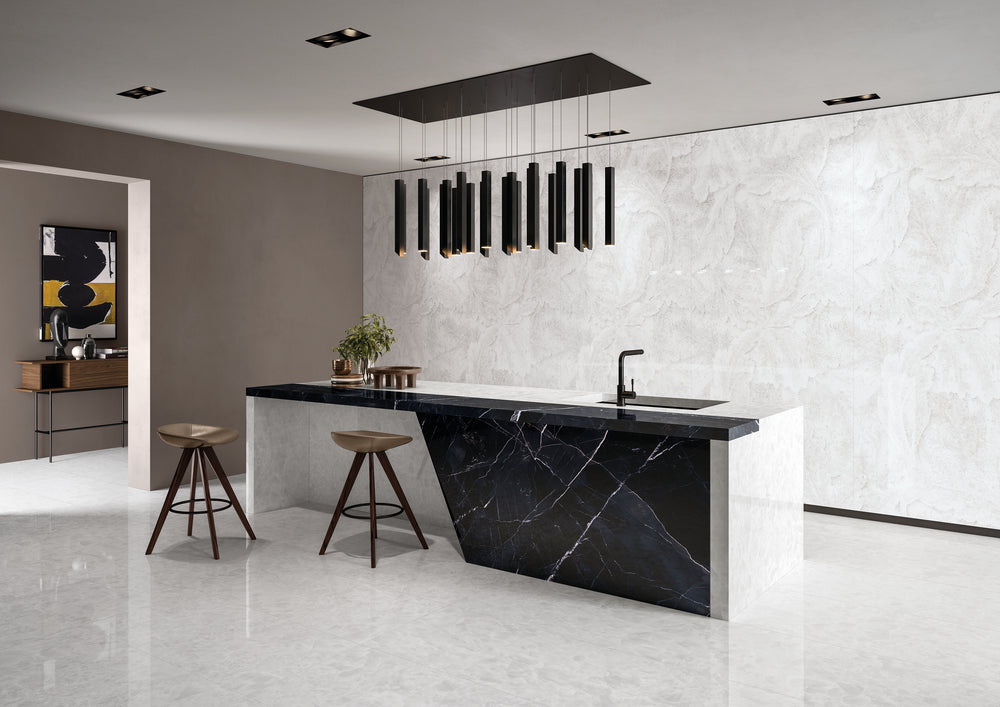 A clean and minimalist design elevated by Tele Di Marmo Revolution Thassos 24X48 Matte Porcelain, exuding purity and brightness in a soft matte finish.