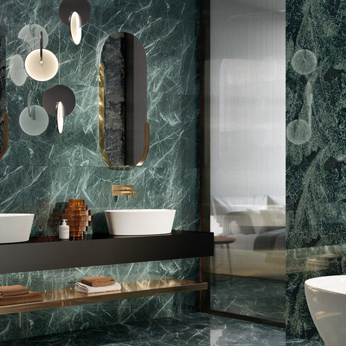 Tele Di Marmo Revolution Porcelain Large Format Field Tile 24X48 Verde St Denis Polished