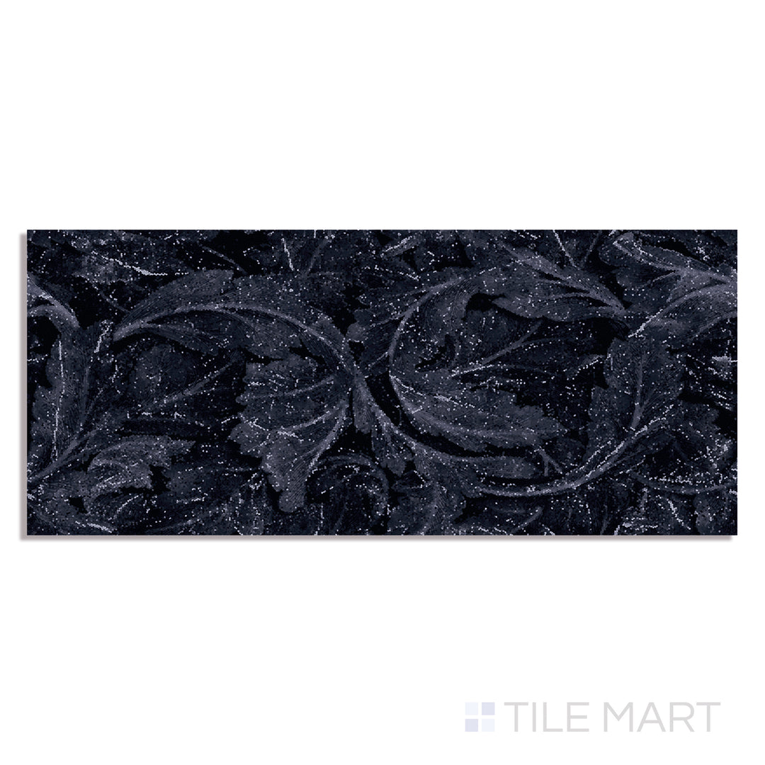 Top-down view of Tele Di Marmo Revolution Calacatta Black 24X48 polished porcelain, bringing a bold statement with its high-contrast marble-inspired design.