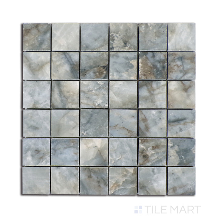 Overhead shot of Tele Di Marmo Revolution Patagonia 2" square matte porcelain mosaic, a rugged yet refined tile with a natural stone appearance.