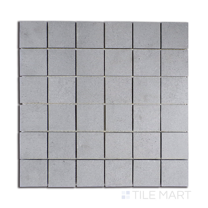 Overhead shot of Urban Living Mist Grey 2" Square Matte Porcelain Mosaic, a subtle gray tile mosaic offering a minimalist and modern appeal.
