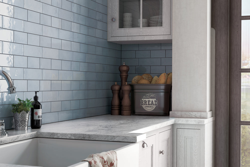 A soft and serene ambiance created with Village Cloud 2.5X8 Glossy Ceramic, delivering subtle, dreamy hues that elevate the overall brightness of the space.