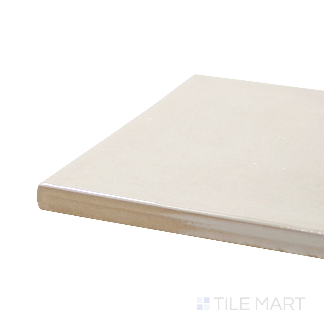 Close-up corner shot of Village Mushroom 5X5 Glossy Ceramic Tile, featuring its natural earthy tone with a rich, glossy finish.