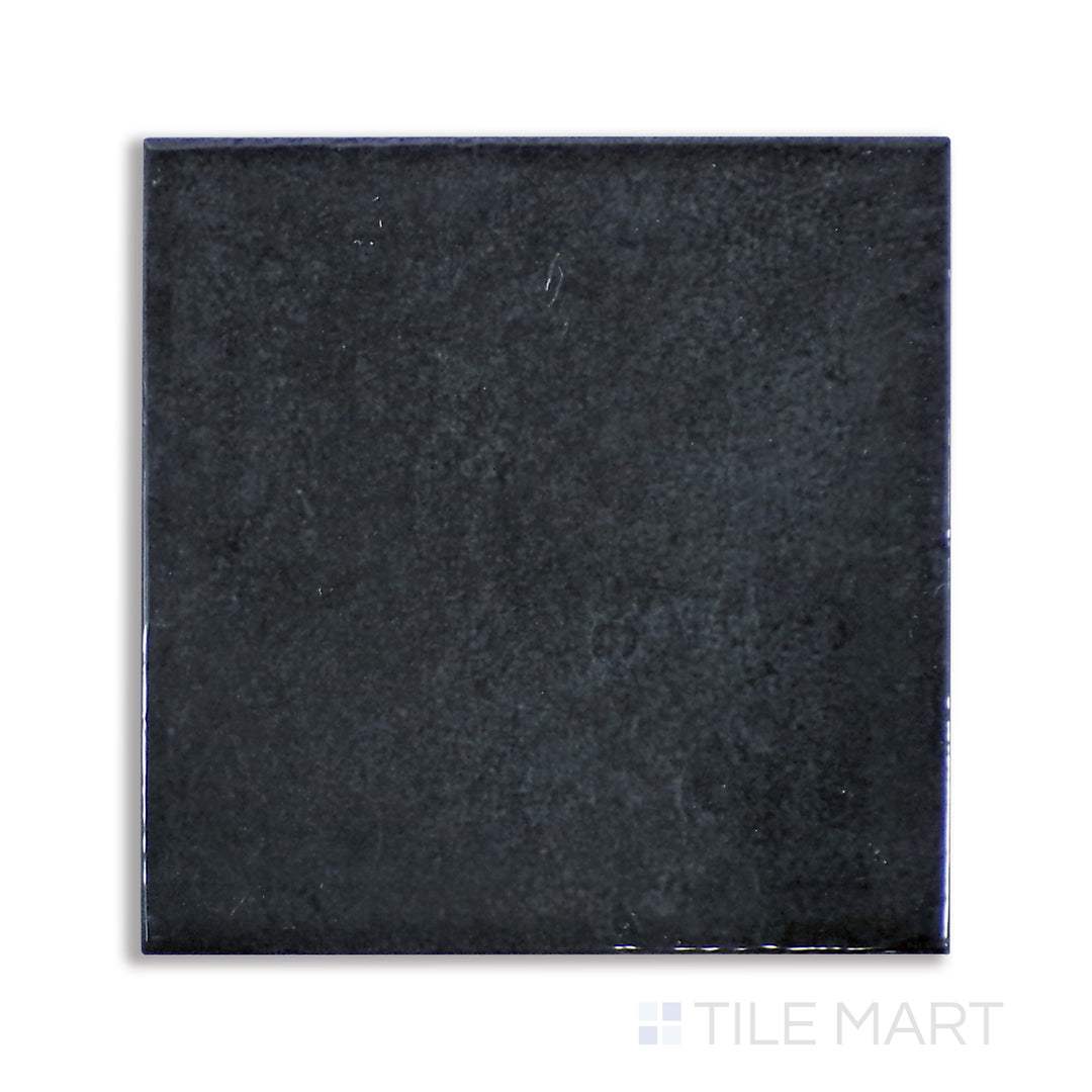 Aerial perspective of Village Black 5X5 glossy ceramic tile, offering a deep ebony tone with a glossy finish that enhances dramatic and elegant interiors.
