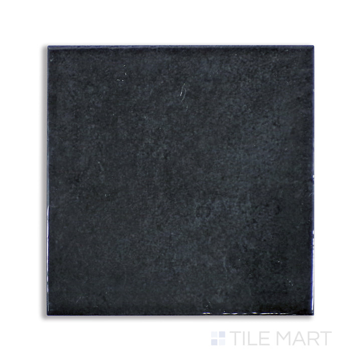 Aerial perspective of Village Black 5X5 glossy ceramic tile, offering a deep ebony tone with a glossy finish that enhances dramatic and elegant interiors.