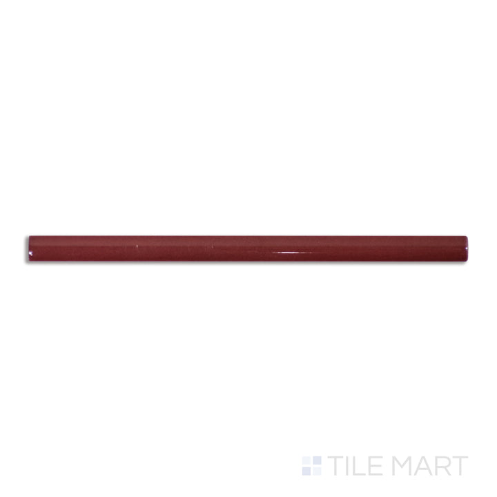 Top-down view of Village Aubergine 0.5X8 glossy ceramic jolly, a deep plum-colored trim with a polished finish for elegant edges.