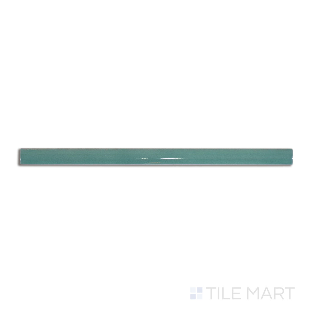 Aerial perspective of Village Emerald Green 0.5X8 glossy ceramic jolly, a rich green accent piece with a lustrous glaze to complete luxury tile projects.