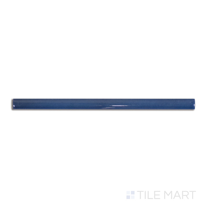 Aerial perspective of Village Royal Blue 0.5X8 glossy ceramic jolly, a deep blue ceramic border tile with a glossy finish for a striking contrast.