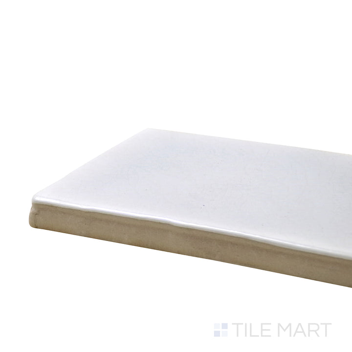 Close-up corner shot of Vitral Lavanda 3X12 Glossy Ceramic Tile, featuring soft lavender hues with a glossy, smooth texture.