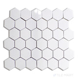 Retro White 2" Hexagon Glossy Porcelain Mosaic