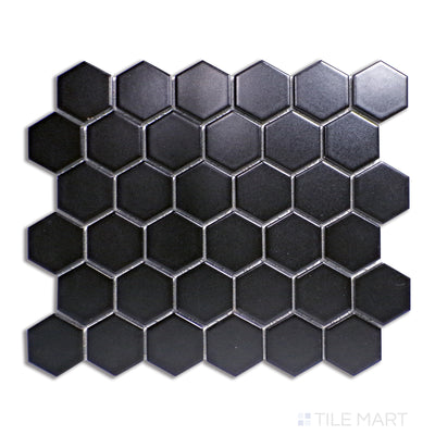 Retro 2X2 Hexagon Porcelain Mosaic 12X12 Black Matte