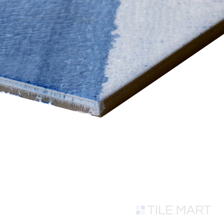 Angled shot of Maritima Marine 6x6 matte porcelain tile, featuring a rich marine blue hue, smooth matte surface, and structured square format.  