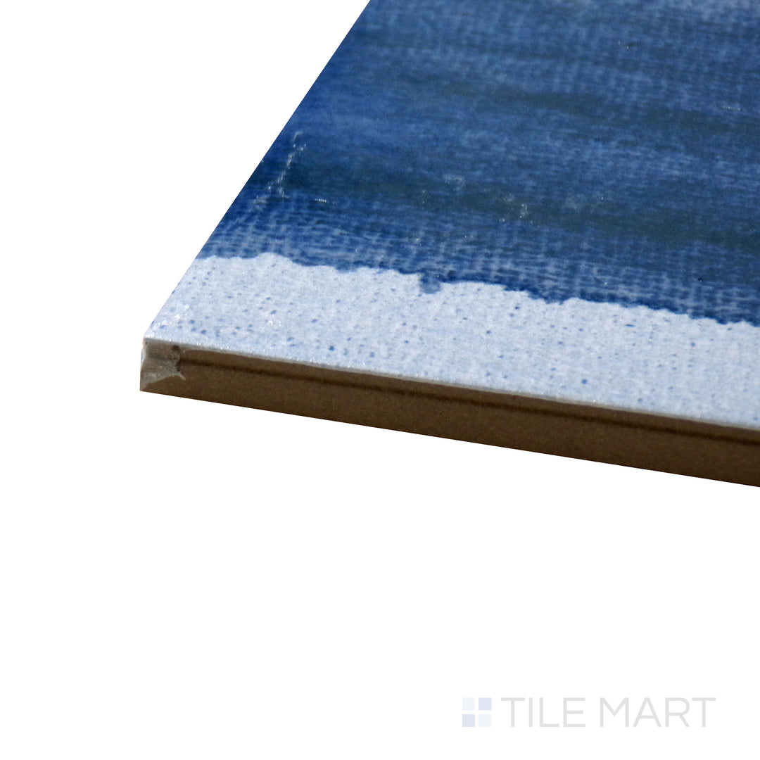 Corner angle of Maritima Marine 6X6 Matte Porcelain Tile, emphasizing its oceanic blue hues with a contemporary matte texture.