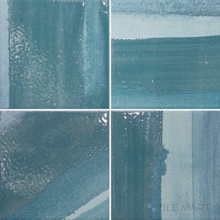 Top-down view of Maritima Turquoise 6X6 matte porcelain tile, a striking turquoise tile with a subtle matte texture, designed to enhance spaces with a coastal charm.