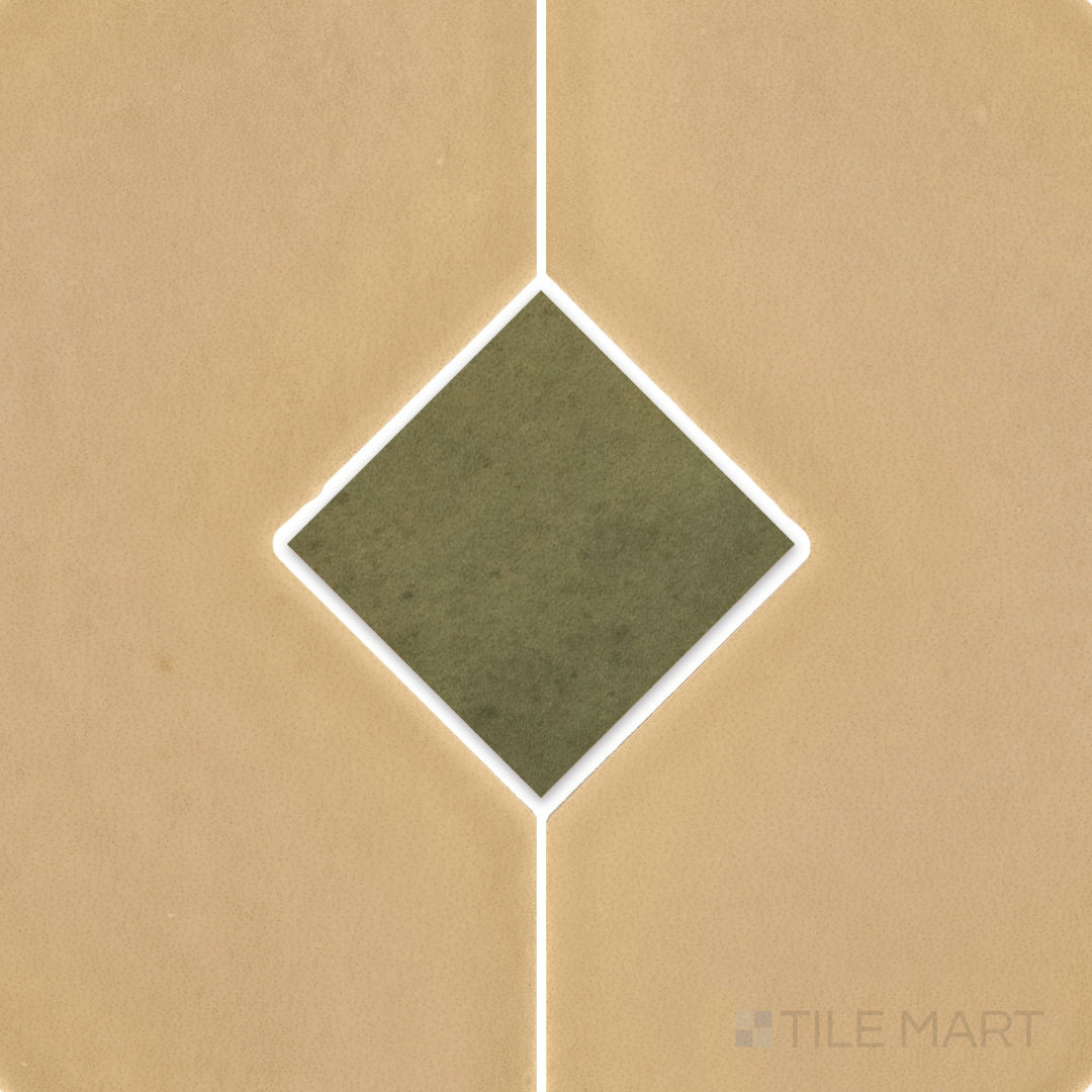 Aerial perspective of Kasbah Taco Verde 1X1 matte porcelain tile, a refreshing green tile with a smooth matte texture, perfect for adding a touch of nature-inspired color.

