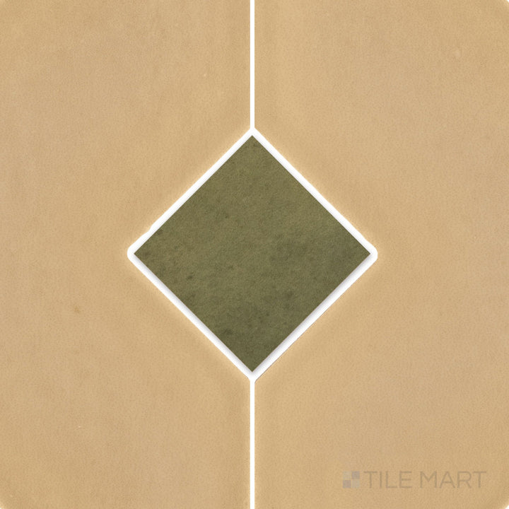 Aerial perspective of Kasbah Taco Verde 1X1 matte porcelain tile, a refreshing green tile with a smooth matte texture, perfect for adding a touch of nature-inspired color.
