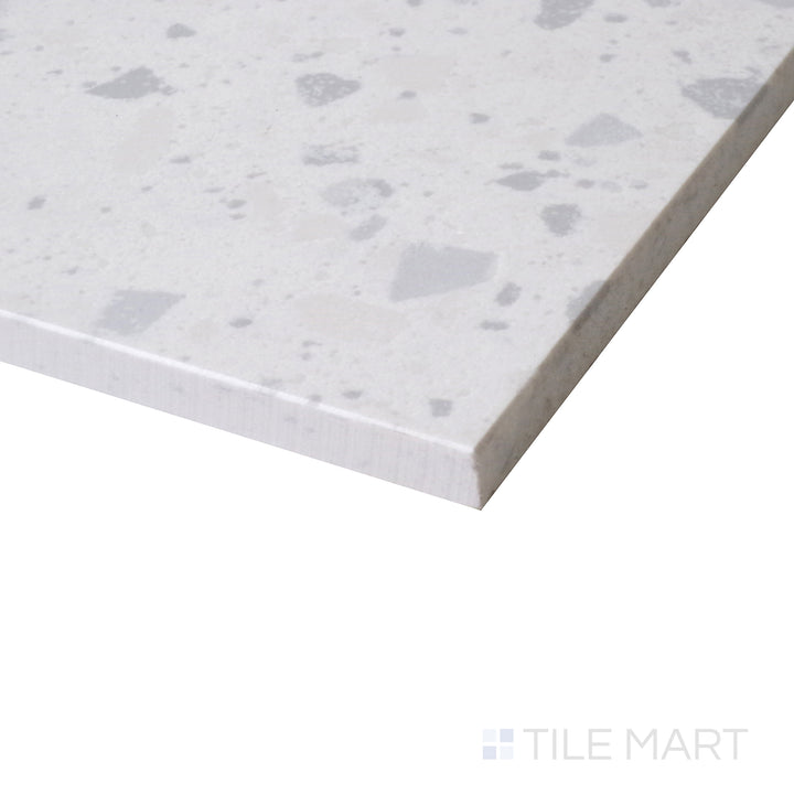 Corner shot of Venice Villa Zinc 24X24 Matte Porcelain Tile, showcasing its industrial-inspired zinc gray tones with a refined matte surface.