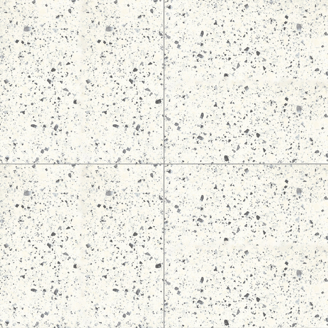 Top-down view of Venice Villa White 24X24 matte porcelain tile, a bright, neutral-toned tile with a smooth matte surface, ideal for modern and minimalist spaces.