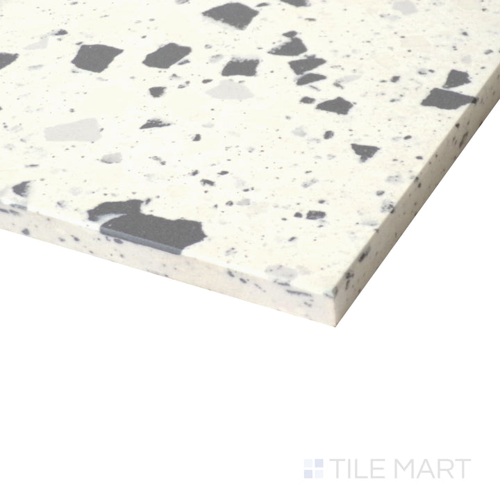 Angled view of Venice Villa White 24X24 Matte Porcelain Tile, highlighting its crisp white hues with a soft matte finish for a modern, clean look.