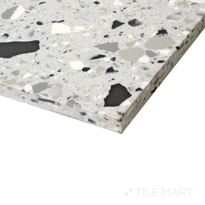 Close-up corner shot of Venice Villa Silver 24X24 Matte Porcelain Tile, featuring its sleek silver-gray tones with a smooth, matte texture.