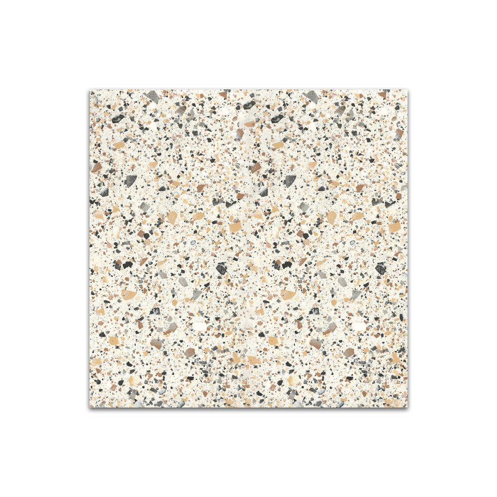 Angled shot of Venice Villa Ivory 24x24 matte porcelain tile, featuring warm ivory shades, a refined matte texture, and structured square format.  