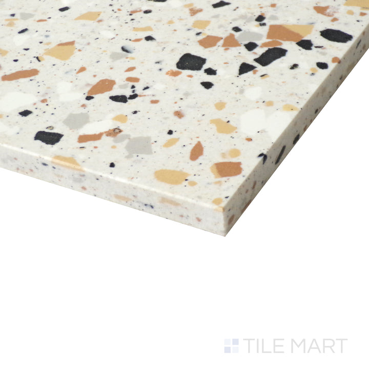 Corner angle of Venice Villa Ivory 24X24 Matte Porcelain Tile, emphasizing its warm ivory shades with a subtle matte finish for a sophisticated appeal.