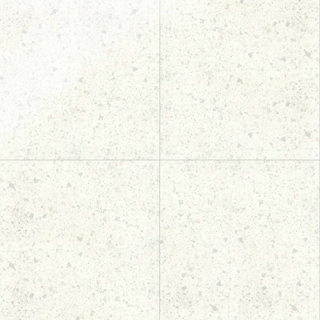 Top-down view of Venice Villa Zinc 24X24 polished porcelain tile, a sophisticated gray tile with a high-gloss finish that brings a contemporary, refined aesthetic.