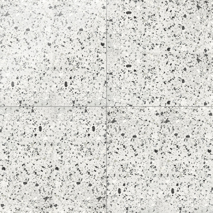 Aerial perspective of Venice Villa Silver 24X24 polished porcelain tile, a radiant silver-gray tile with a polished surface, reflecting light beautifully for a refined, modern look.