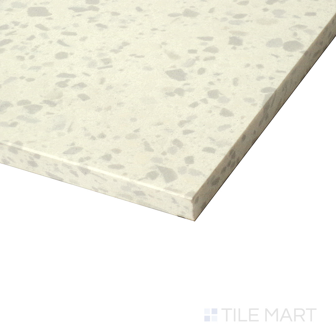 Corner shot of Rialto Zinc 24X24 Matte Porcelain Tile, emphasizing its rich zinc gray color with a smooth, non-glossy surface.