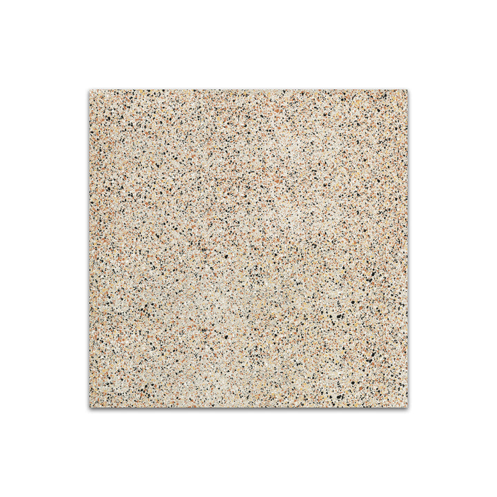 Angled shot of Rialto Ivory 24x24 matte porcelain tile, featuring warm ivory shades, a sleek matte surface, and a classic square format.  