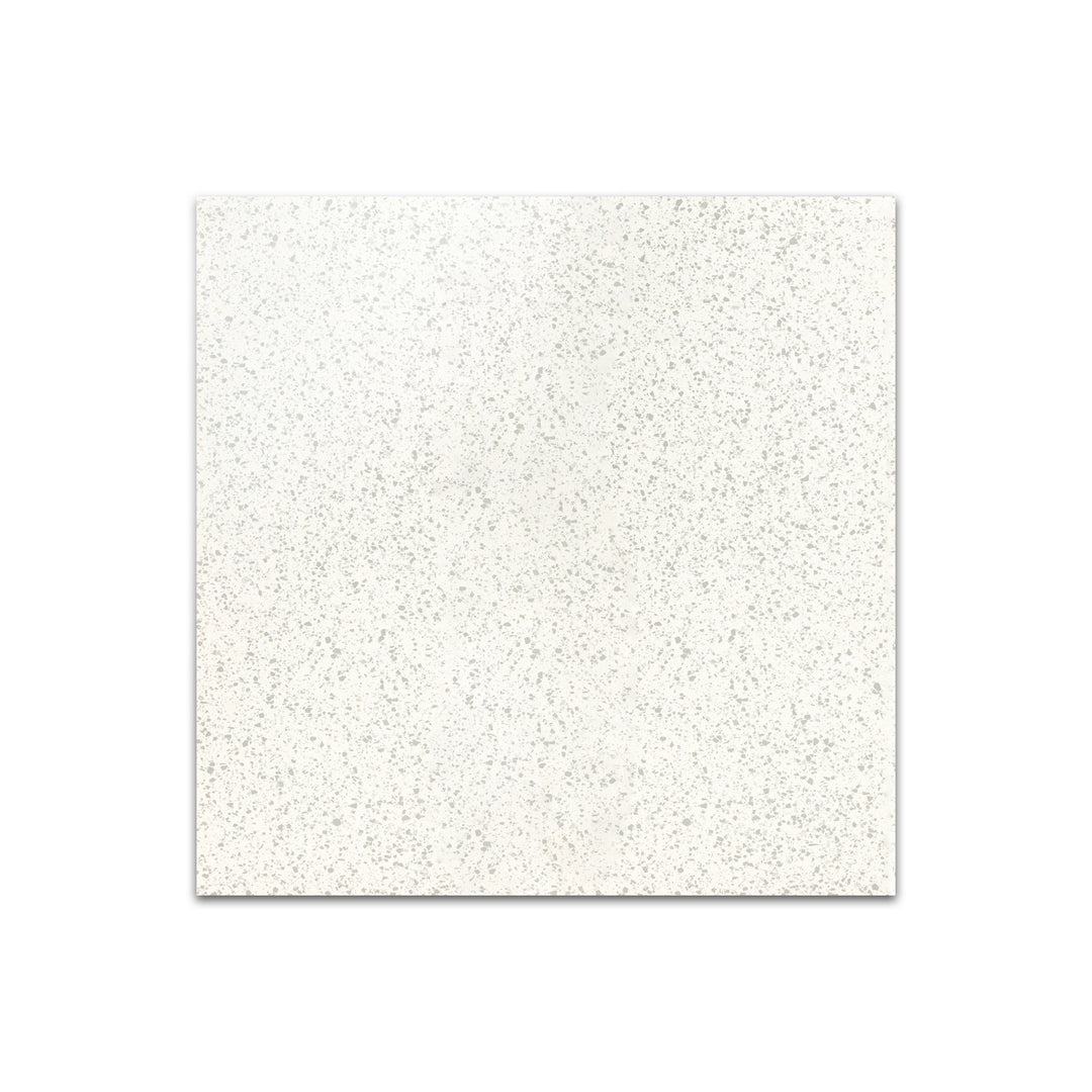 Diagonal view of Rialto Zinc 24x24 polished porcelain tile, highlighting its deep zinc-gray tones, smooth high-gloss finish, and contemporary square format.  