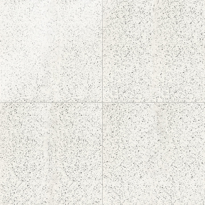 Flat-lay of Rialto White 24X24 polished porcelain tile, a bright, glossy tile reflecting light beautifully, ideal for creating a luxurious, spacious feel.