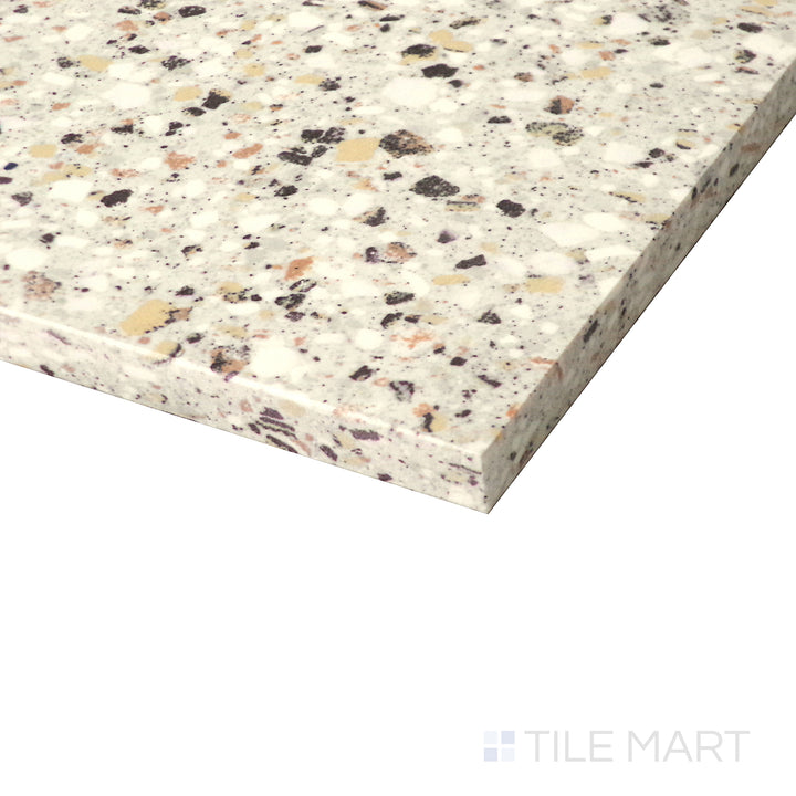 Close-up corner shot of Rialto Ivory 24X24 Polished Porcelain Tile, featuring its warm ivory tones with a high-shine, polished effect.