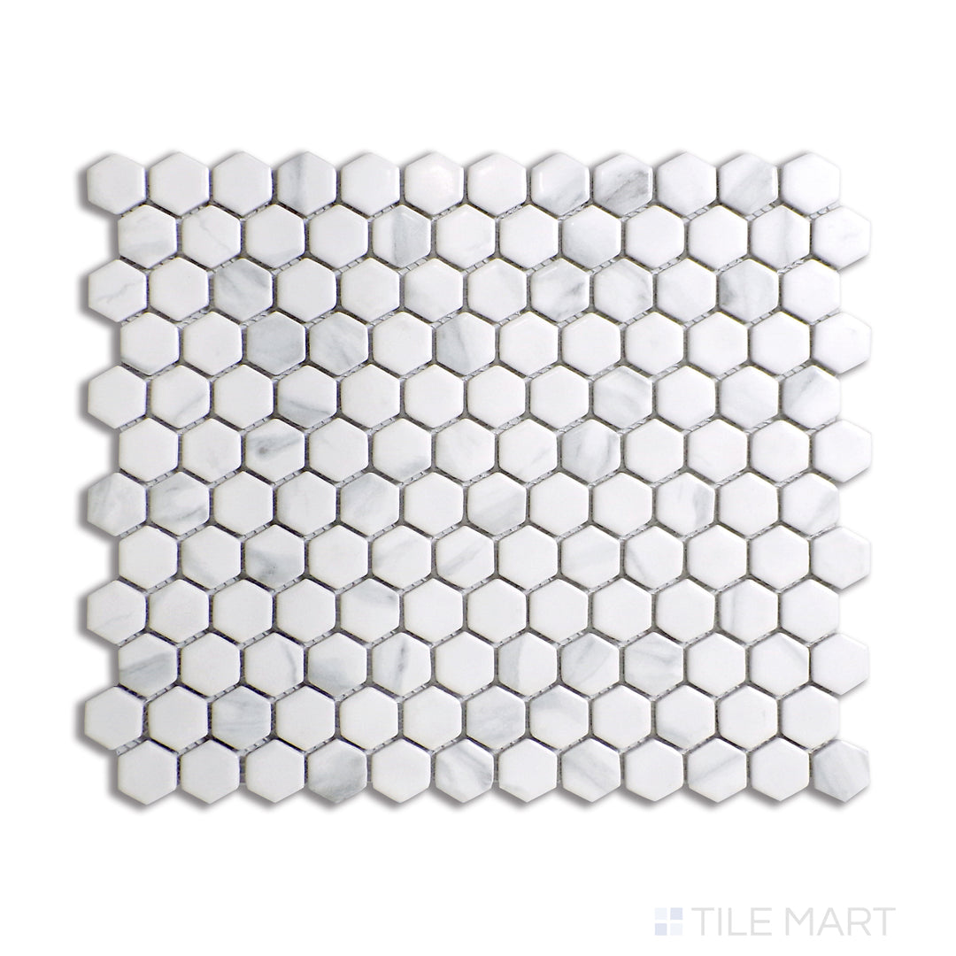 Top-down view of Porcelain Glazed Mosaics Carrara White 1