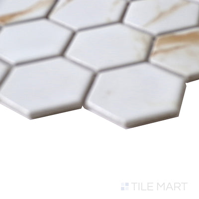 Porcelain Glazed Matte Mosaic - Marble Look 2X2 Porcelain Calacatta Gold