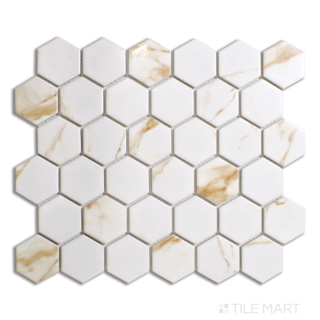 Bird’s-eye view of Porcelain Glazed Mosaics Calacatta Gold 2
