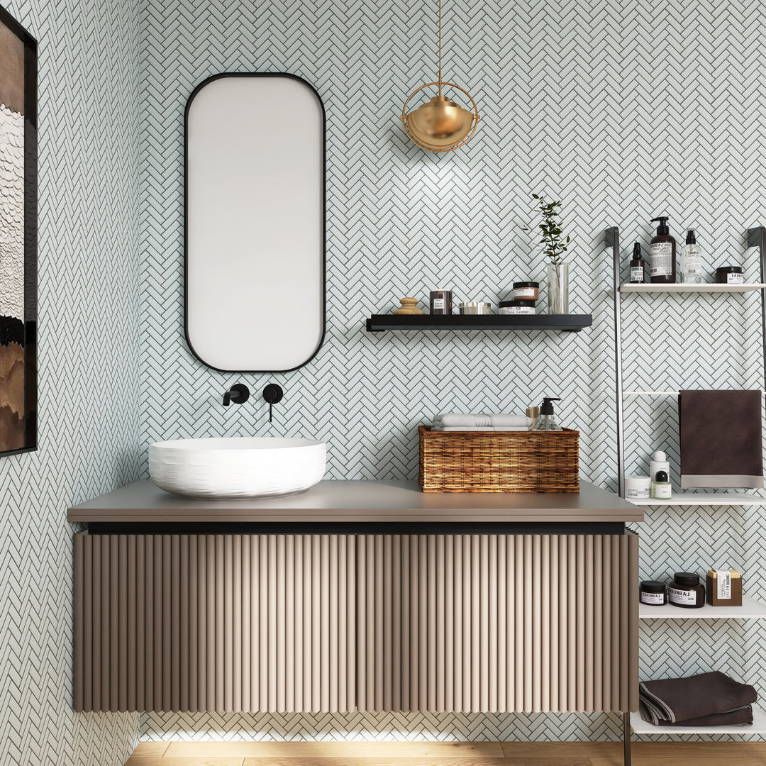 Metro White 1X3 Herringbone Matte Porcelain Mosaic