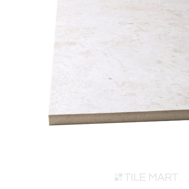 Corner-focused shot of Astrum White 48X48 Matte Porcelain Tile, highlighting its expansive white stone look with a refined matte finish.