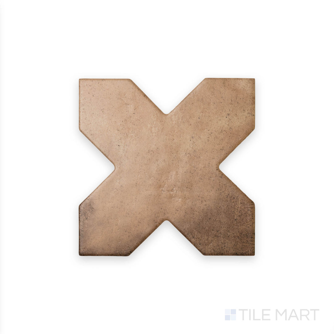 From a close-up perspective, the warm terracotta shade of Amalfi Cross Terracota 7x7 matte porcelain tile is highlighted, emphasizing its earthy and inviting feel.