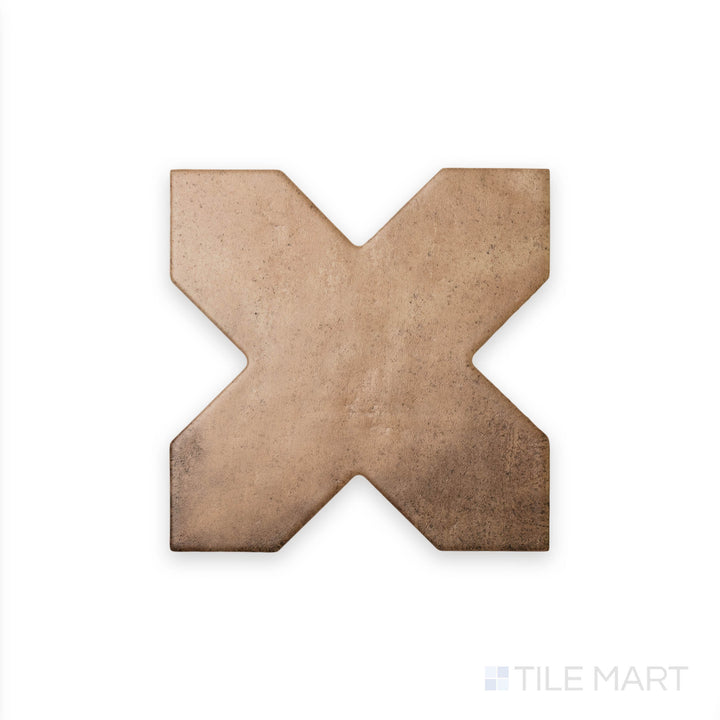From a close-up perspective, the warm terracotta shade of Amalfi Cross Terracota 7x7 matte porcelain tile is highlighted, emphasizing its earthy and inviting feel.