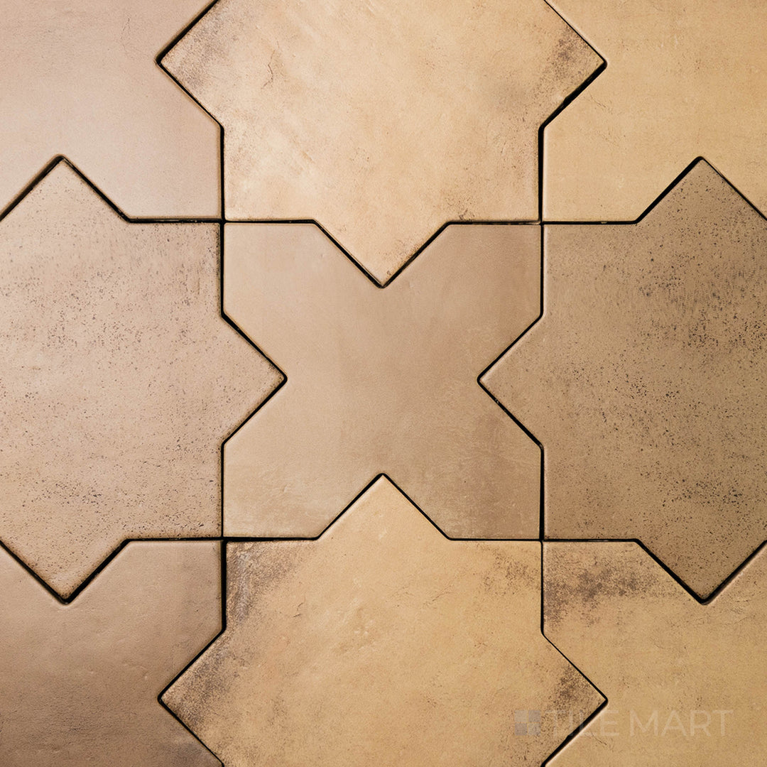 Top-down shot of Amalfi Cross Mud 7X7 Matte Porcelain, featuring a deep, earthy brown tile with a subtle cross pattern and matte surface.