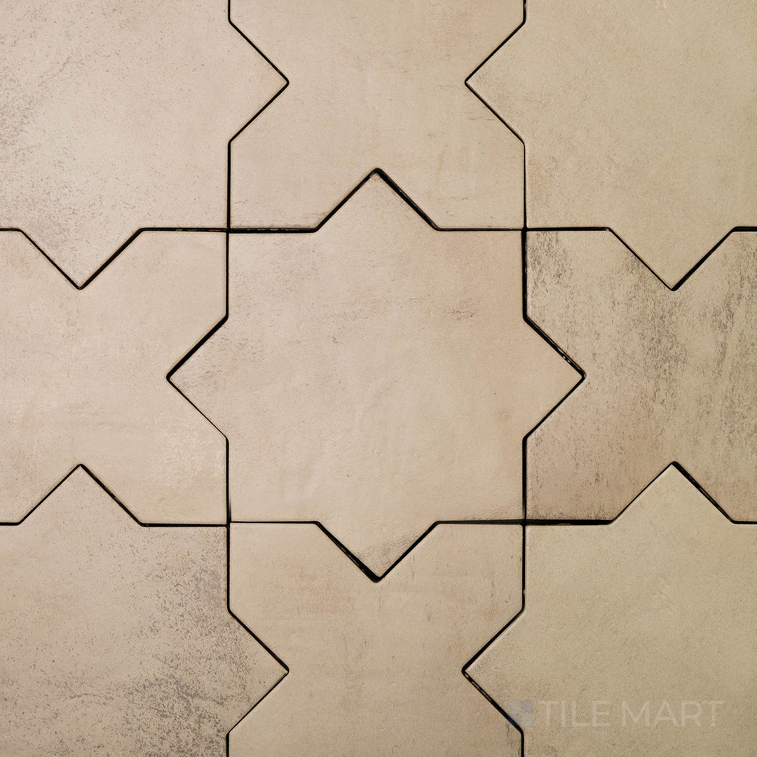 Bird’s-eye view of Amalfi Star Gray 7X7 Matte Porcelain, a small-format tile with a refined star pattern and an elegant gray matte texture.