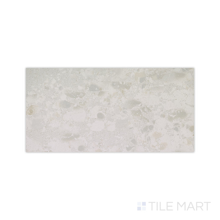 A detailed close-up of Attitude White 24x48 natural ceramic tile showcases its soft, natural texture and subtle white tones, creating an organic, elegant look.