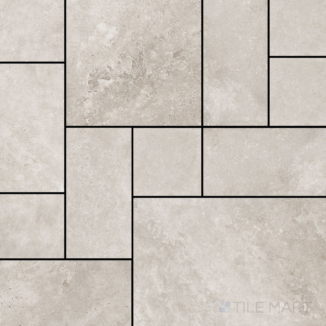 Overview of Jerusalem Versailles Pattern Grigio matte porcelain tile – showcases the full gray-toned Versailles pattern design with a matte stone finish.