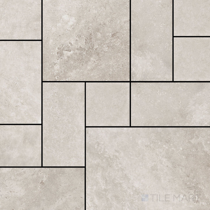 Overview of Jerusalem Versailles Pattern Grigio matte porcelain tile – showcases the full gray-toned Versailles pattern design with a matte stone finish.