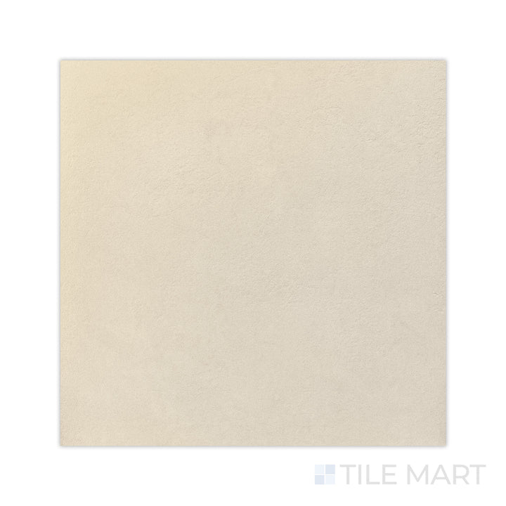 From a close-up perspective, the Crush White 48x48 matte porcelain tile highlights its smooth matte finish, enhancing its soft white color with a refined surface.